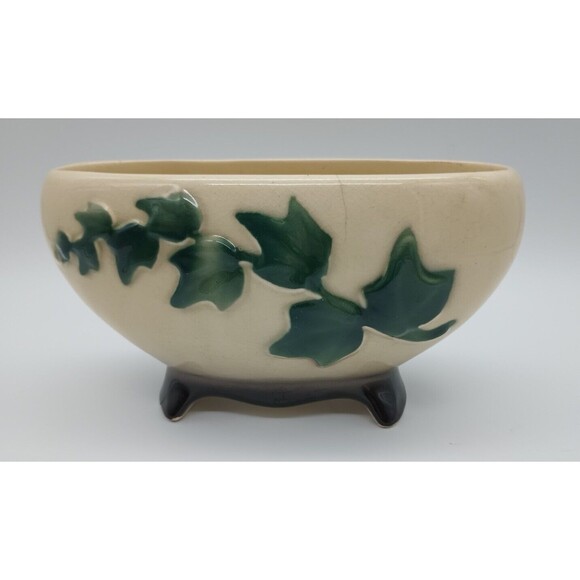 Royal Copley Other - Vintage Royal Copely Ivy Vine Art Footed Table Planter Green & White